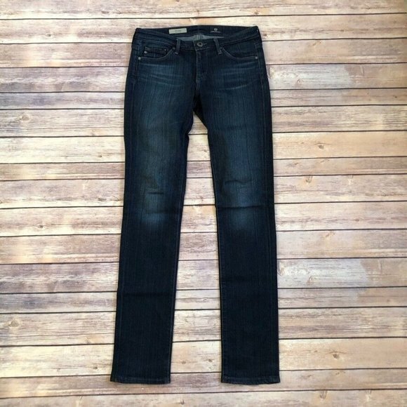 AG Adriano Goldschmied Stevie Slim Straight Jeans in Brooks Dark Wash - Picture 1 of 7